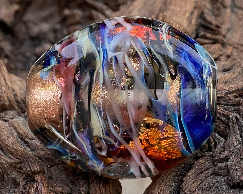 blue lampwork focal bead