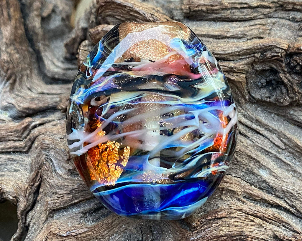 blue lampwork focal bead
