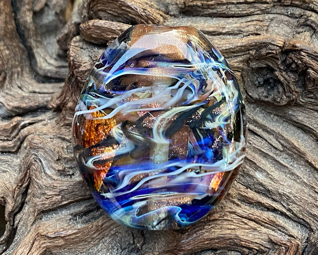 blue lampwork focal bead