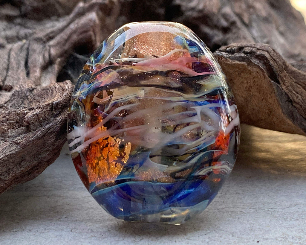 blue lampwork focal bead