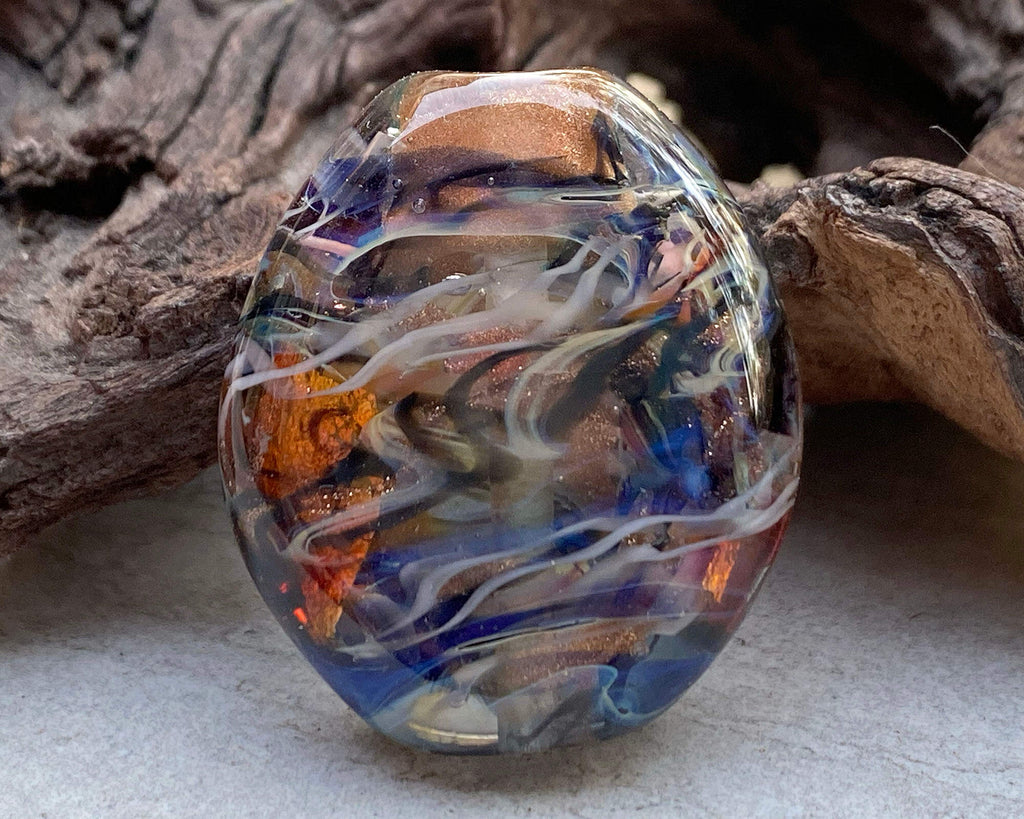 blue lampwork focal bead