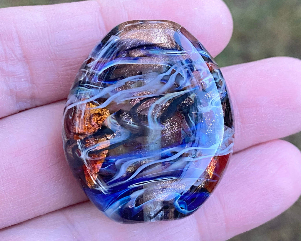 blue lampwork focal bead