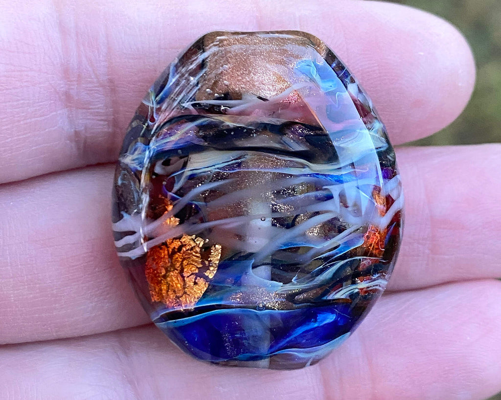 blue lampwork focal bead