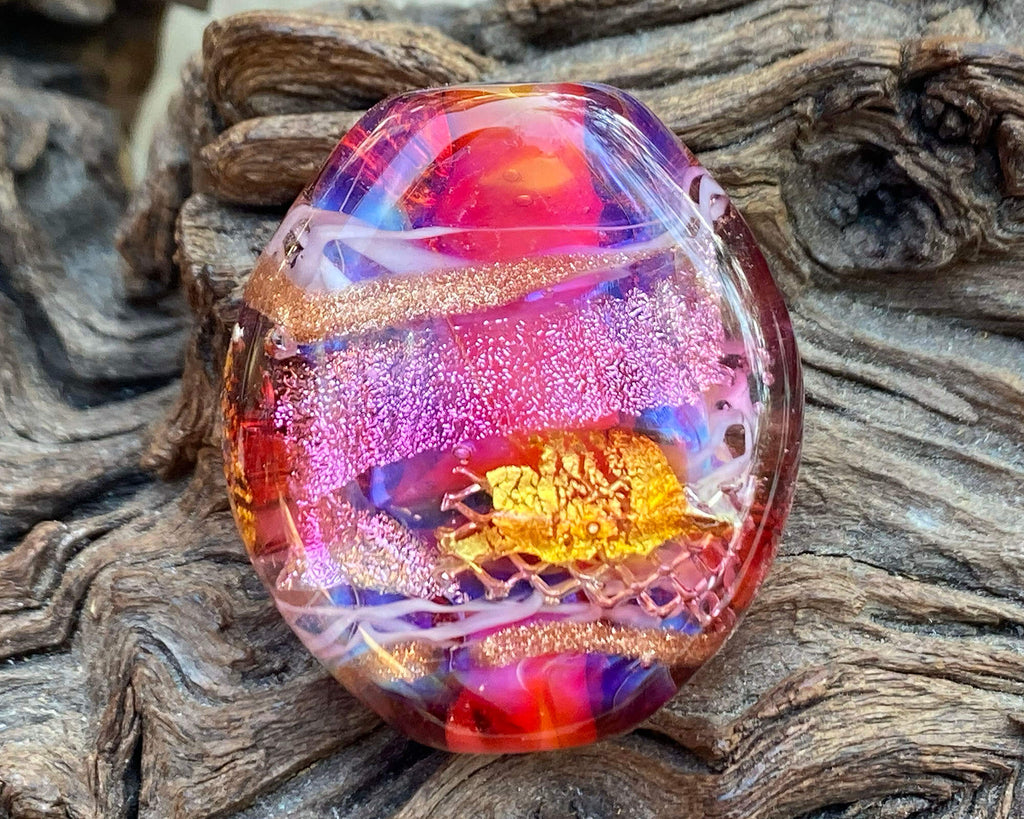 pink lampwork focal bead