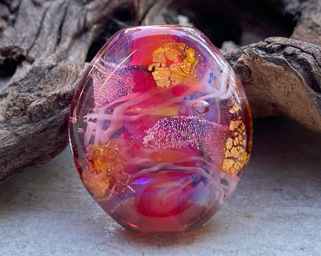 pink lampwork focal bead