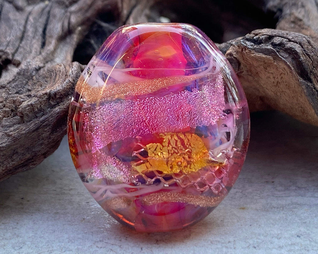 pink lampwork focal bead