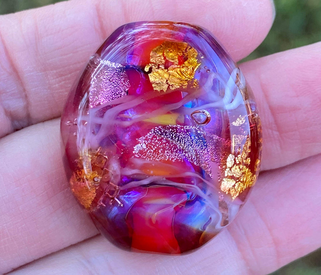 pink lampwork focal bead