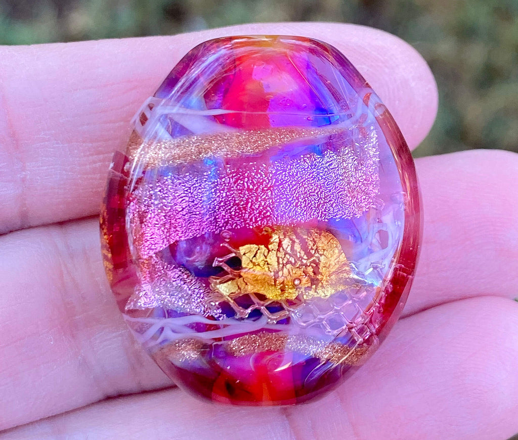pink lampwork focal bead