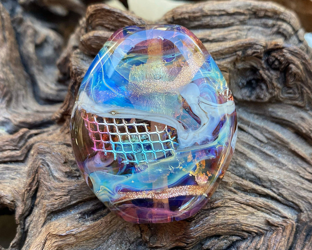 rainbow lampwork focal bead