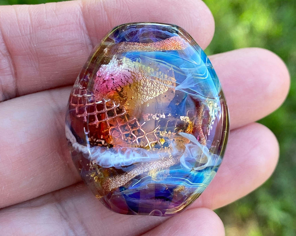 rainbow lampwork focal bead