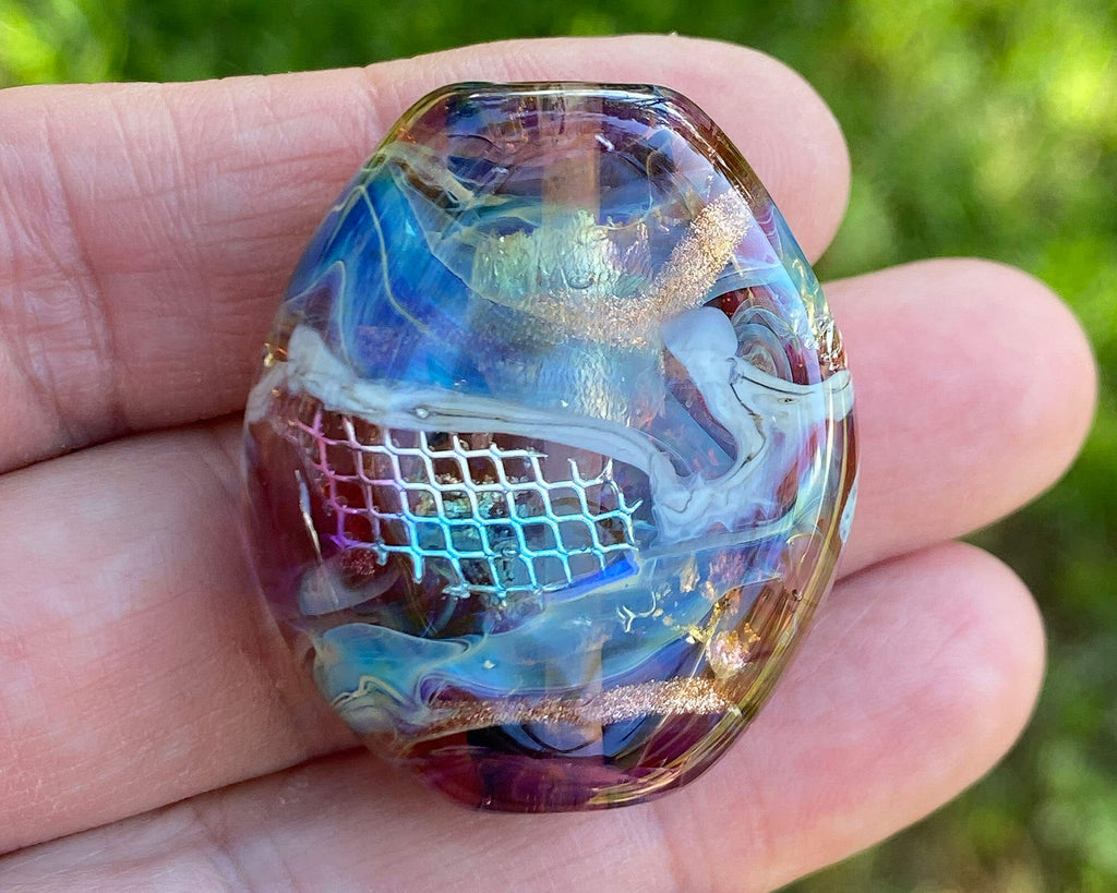 rainbow lampwork focal bead