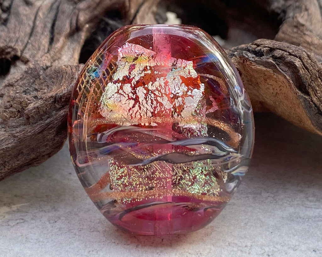 pink lampwork focal bead
