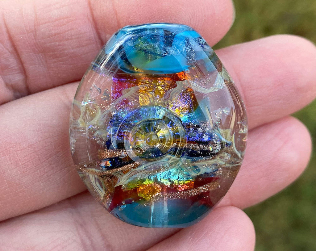 blue lampwork focal bead