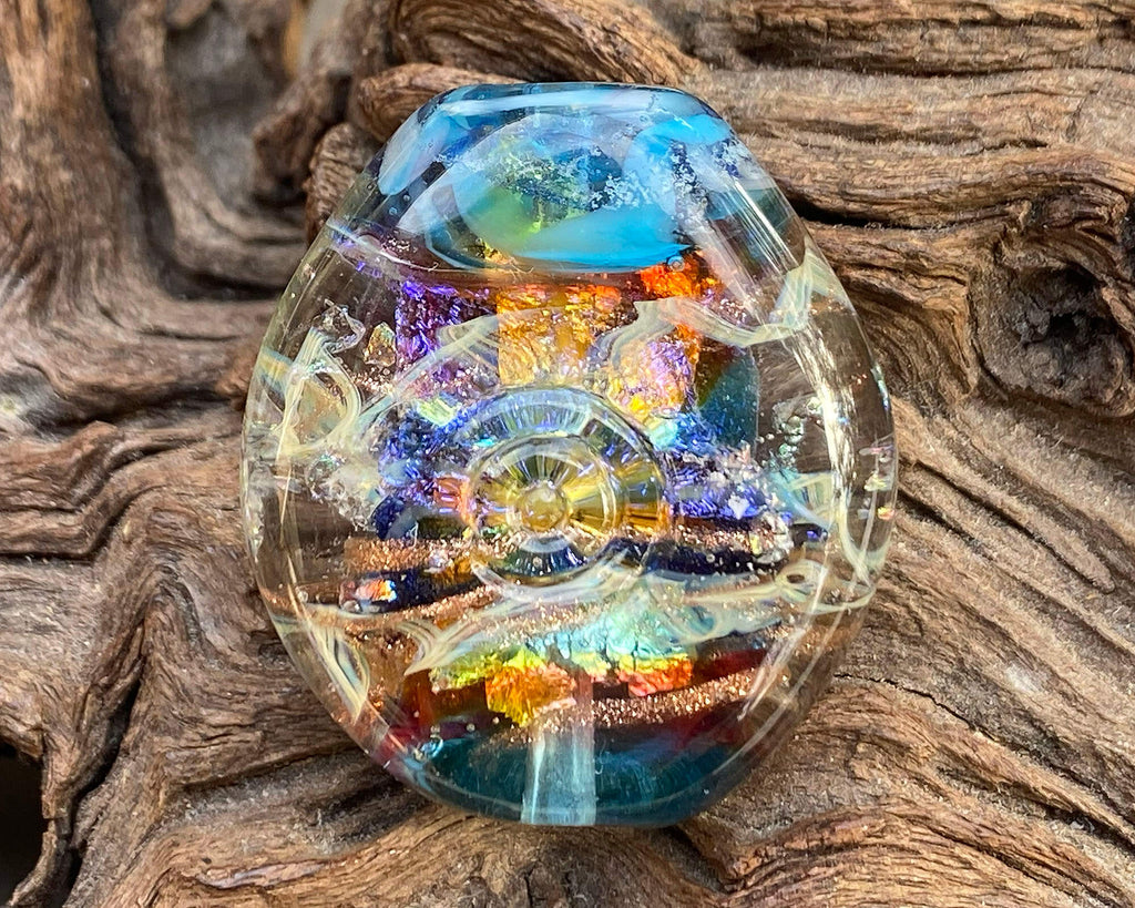 blue lampwork focal bead