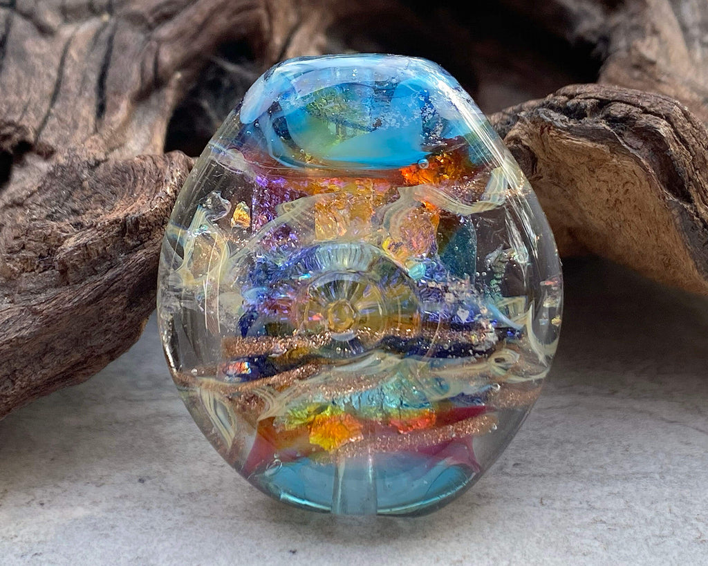 blue lampwork focal bead