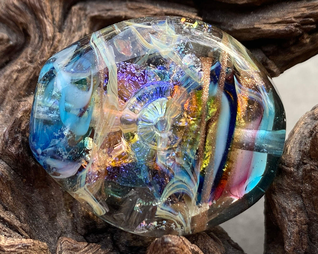 blue lampwork focal bead