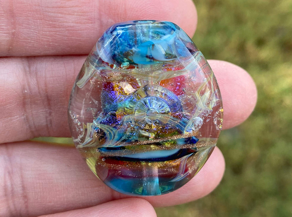 blue lampwork focal bead