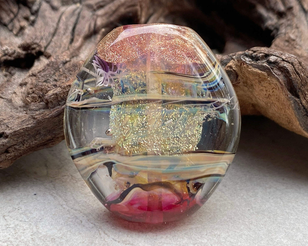 pink lampwork focal bead