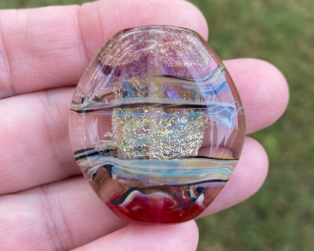 pink lampwork focal bead