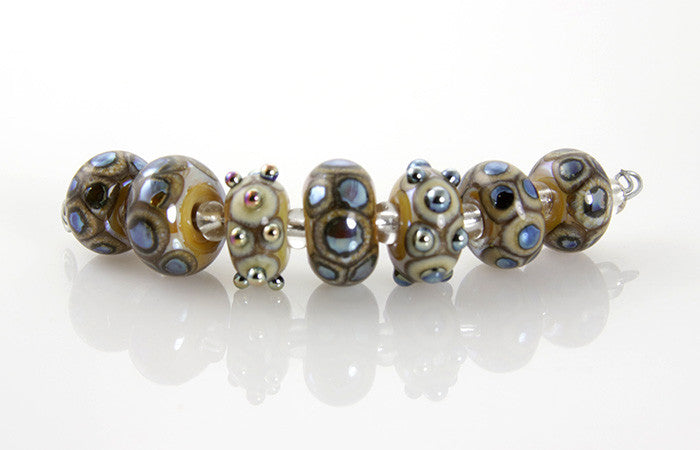 Ivory Silver Lampwork Bead Set SRA - SWCreations
