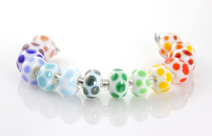 Rainbow Dots Lampwork Beads SRA - SWCreations
 - 1