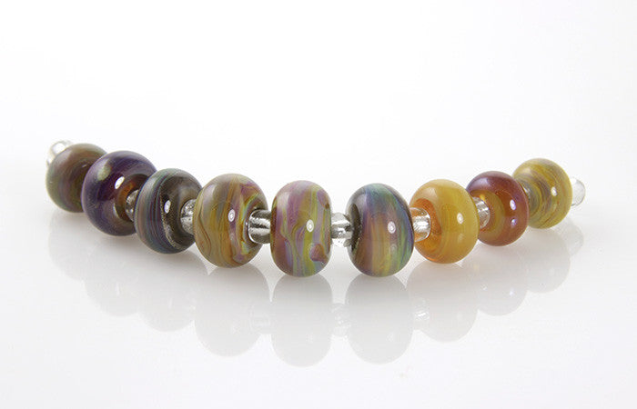 Colorful Striations Lampwork Glass Beads SRA - SWCreations
 - 3