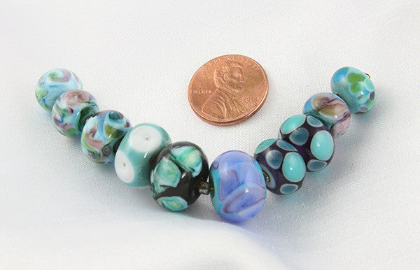 Teal Lampwork Glass Beads SRA - SWCreations
 - 2