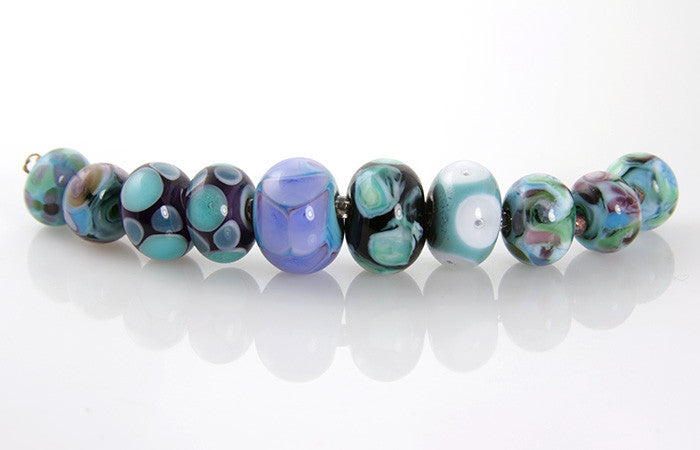 Teal Lampwork Glass Beads SRA - SWCreations
 - 1