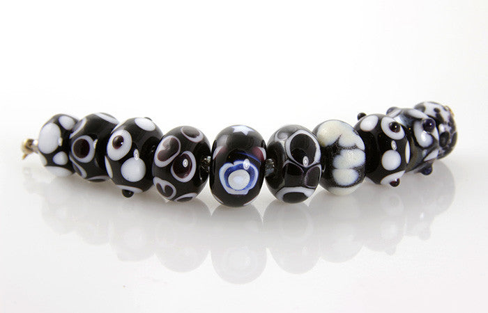 Black Cosmic Lampwork Glass Beads SRA - SWCreations
