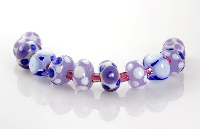 Lavender Blue Lampwork Glass Beads SRA - SWCreations
