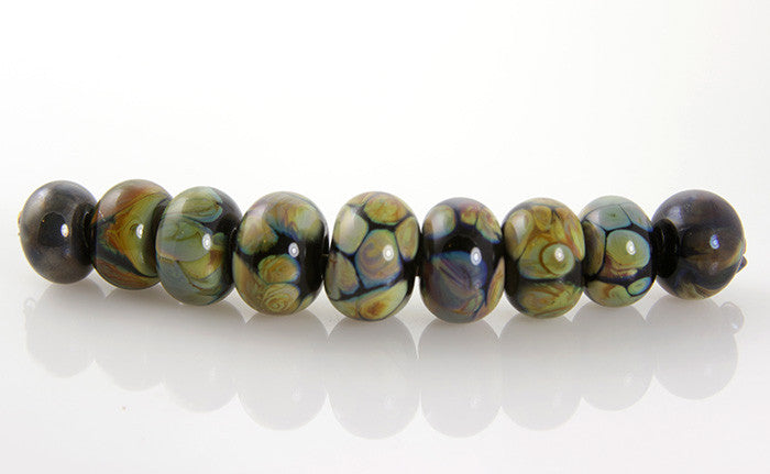 Lustrous Black Lampwork Glass Beads SRA - SWCreations
