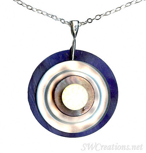 Navy Topaz Shell Vintage Button Pendant - SWCreations
