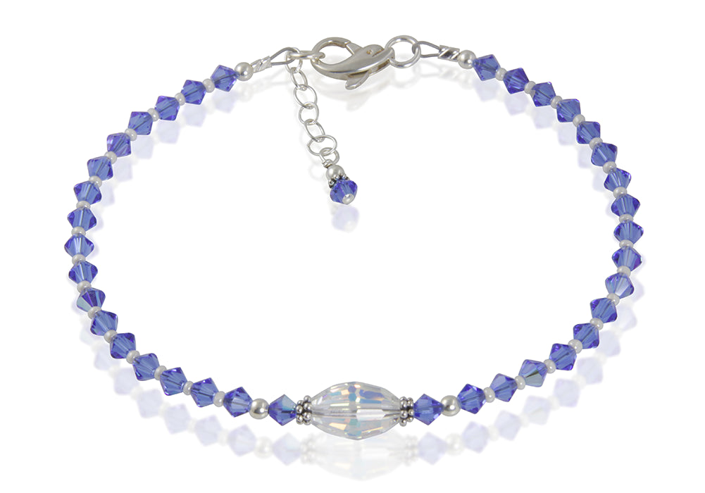 Icelyn - Something Blue Wedding Crystal Beaded Anklet - SWCreations
 - 2