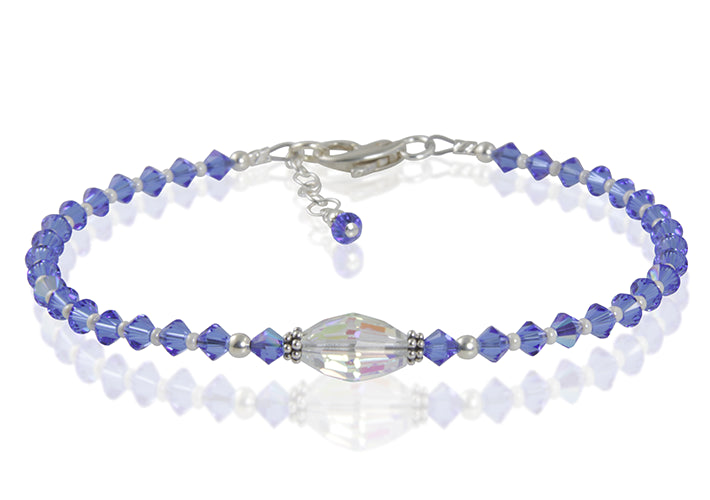 Atlantis - Something Blue Wedding Crystal Beaded Anklet - SWCreations
 - 1