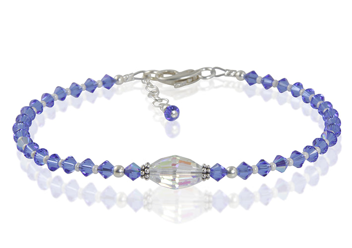 Icelyn - Something Blue Wedding Crystal Beaded Anklet - SWCreations
 - 1