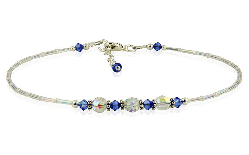 Serenity - Something Blue Wedding Sapphire Anklet - SWCreations
